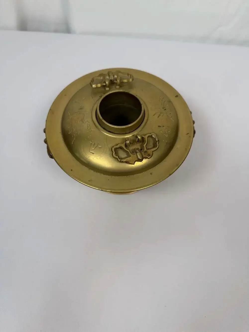 Vintage Asian Solid Brass Hot Pot Brazier Sin Sul Ro Chafing Dish